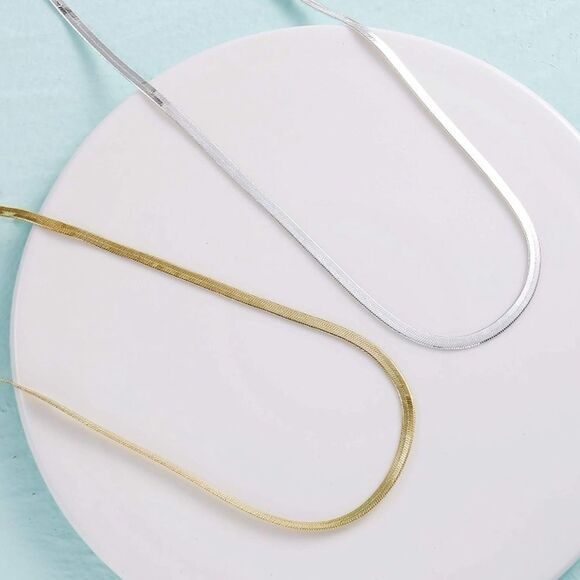 Gold or Silver Snake 3mm Choker Necklace - Picture 1 of 4